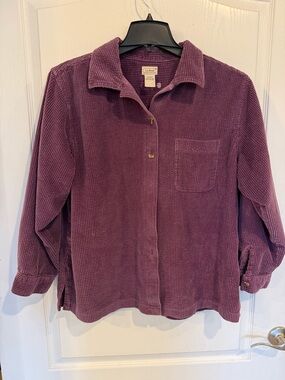 LL Bean vintage cotton Corduroy Shacket Shirt Women’s Purple  large petite